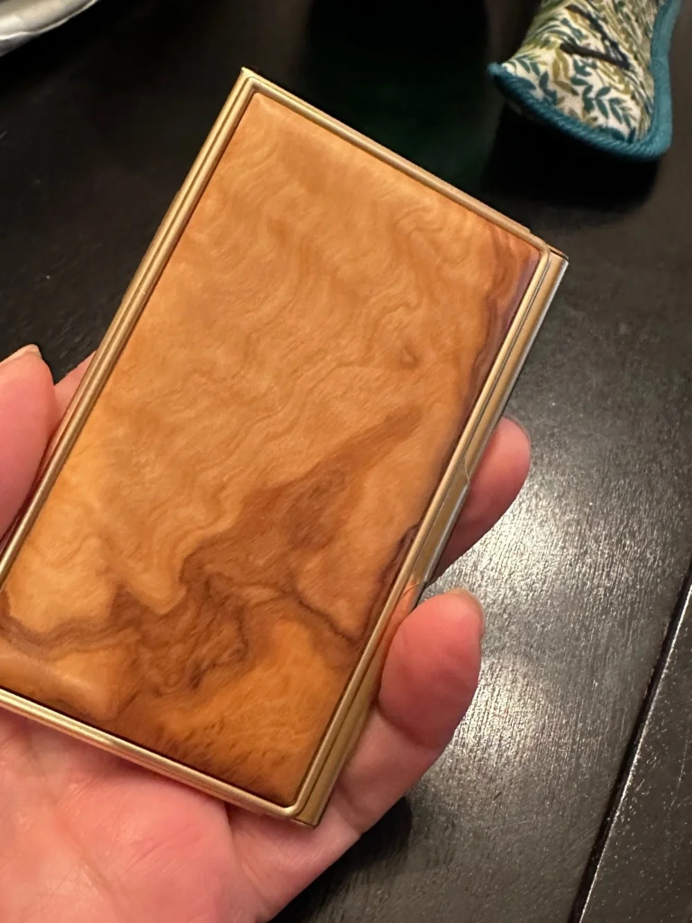 Authentic Davin & Kelser Solid Brass & Wood Luxury Business Card Case Holds 10